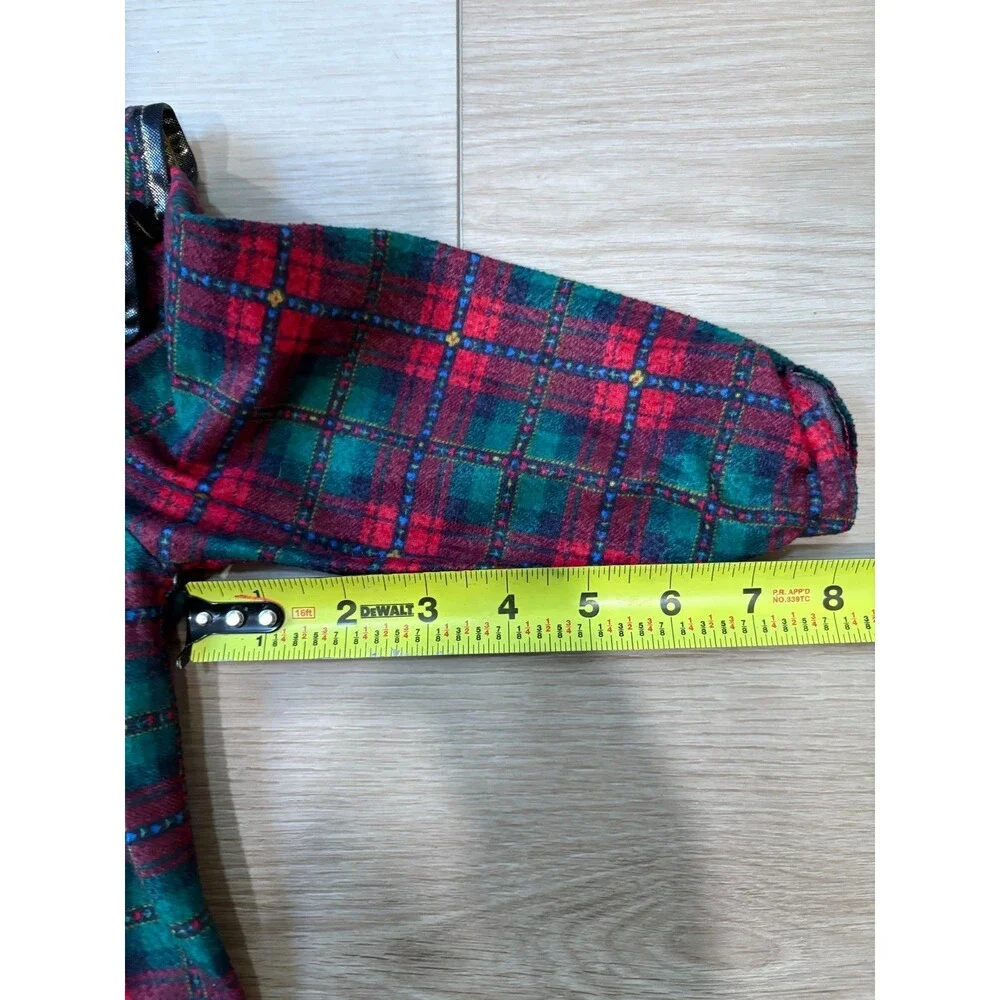 VINTAGE Jackie's Girls 3T Plaid Ruffle Top Pants Set Christmas Tartan Made in US - Picture 7 of 14
